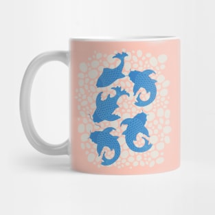 KOI Japanese Fish Garden Pond with Pebbles in Blue White Blush Orange - UnBlink Studio by Jackie Tahara Mug